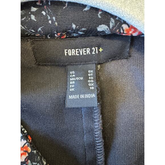 Forever 21 Tunic 0X Black Mini Floral Ditzy Print Ruffled Shoulder Boho - Picture 2 of 8